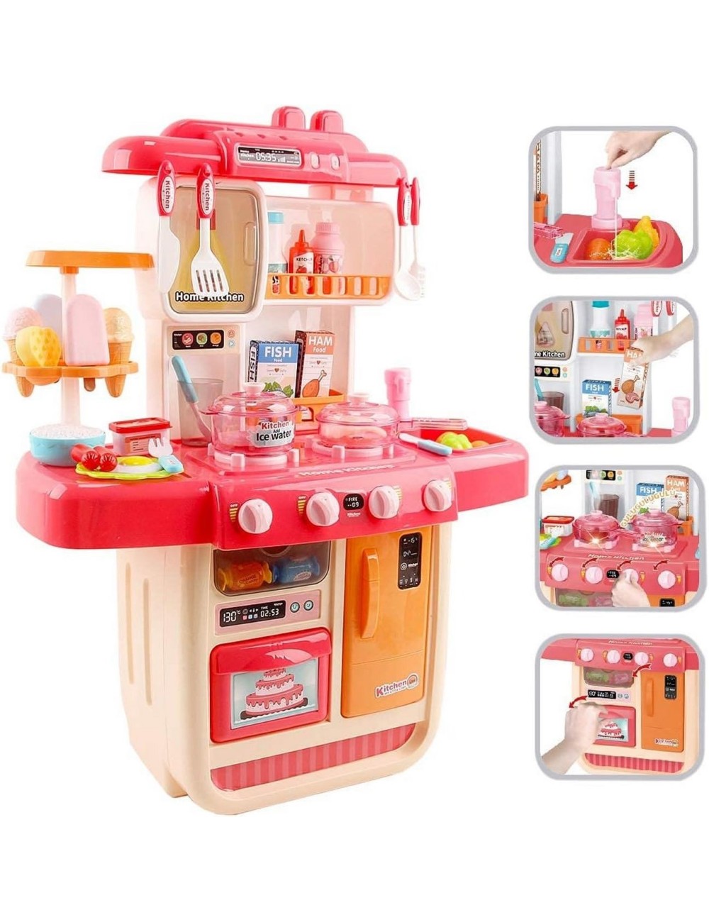 Cocina Infantil Ollas Horno Cafetera Nevera Juguete Grande