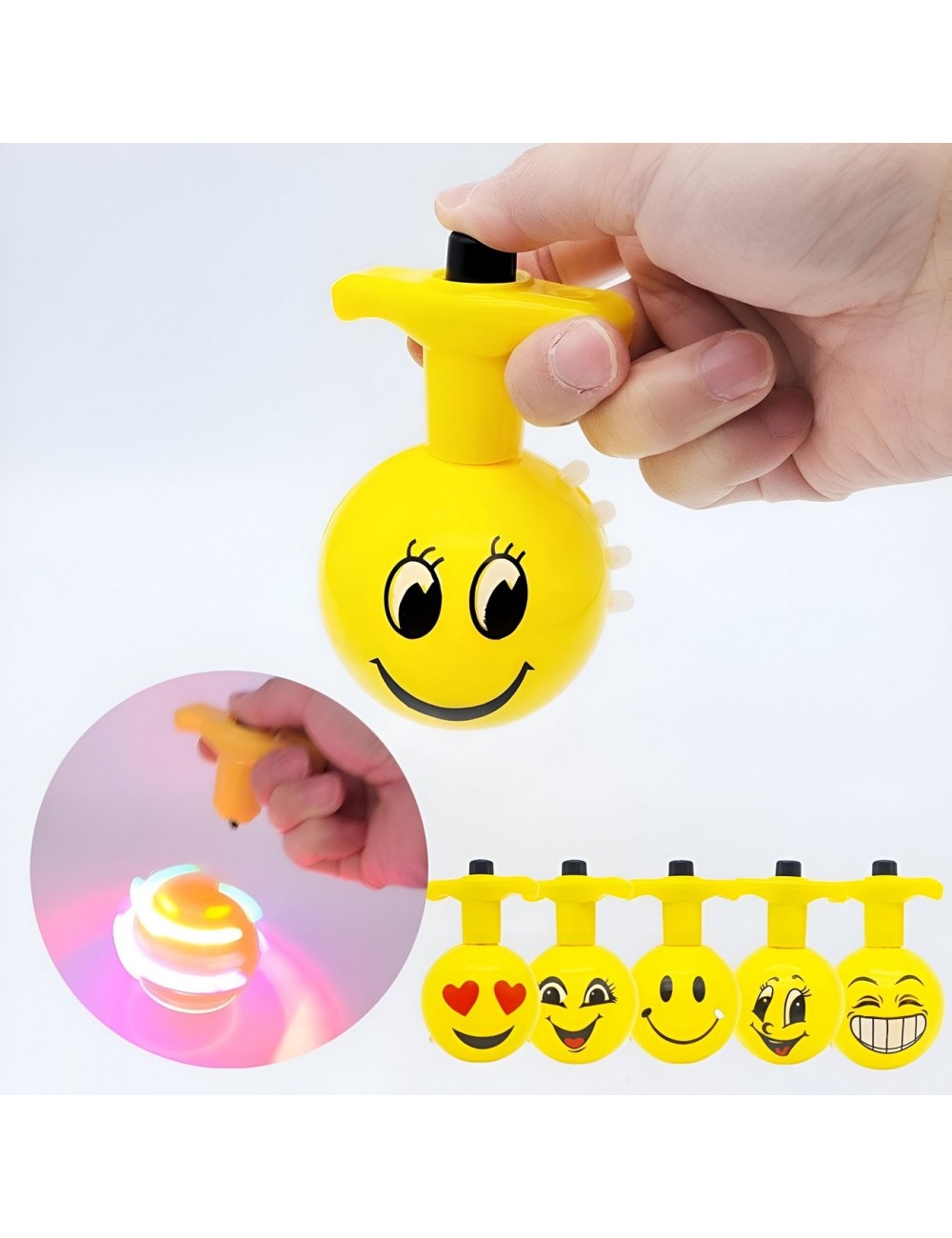 Trompo Luces Emojis Luces Musica Colores Divertido Niños X 6
