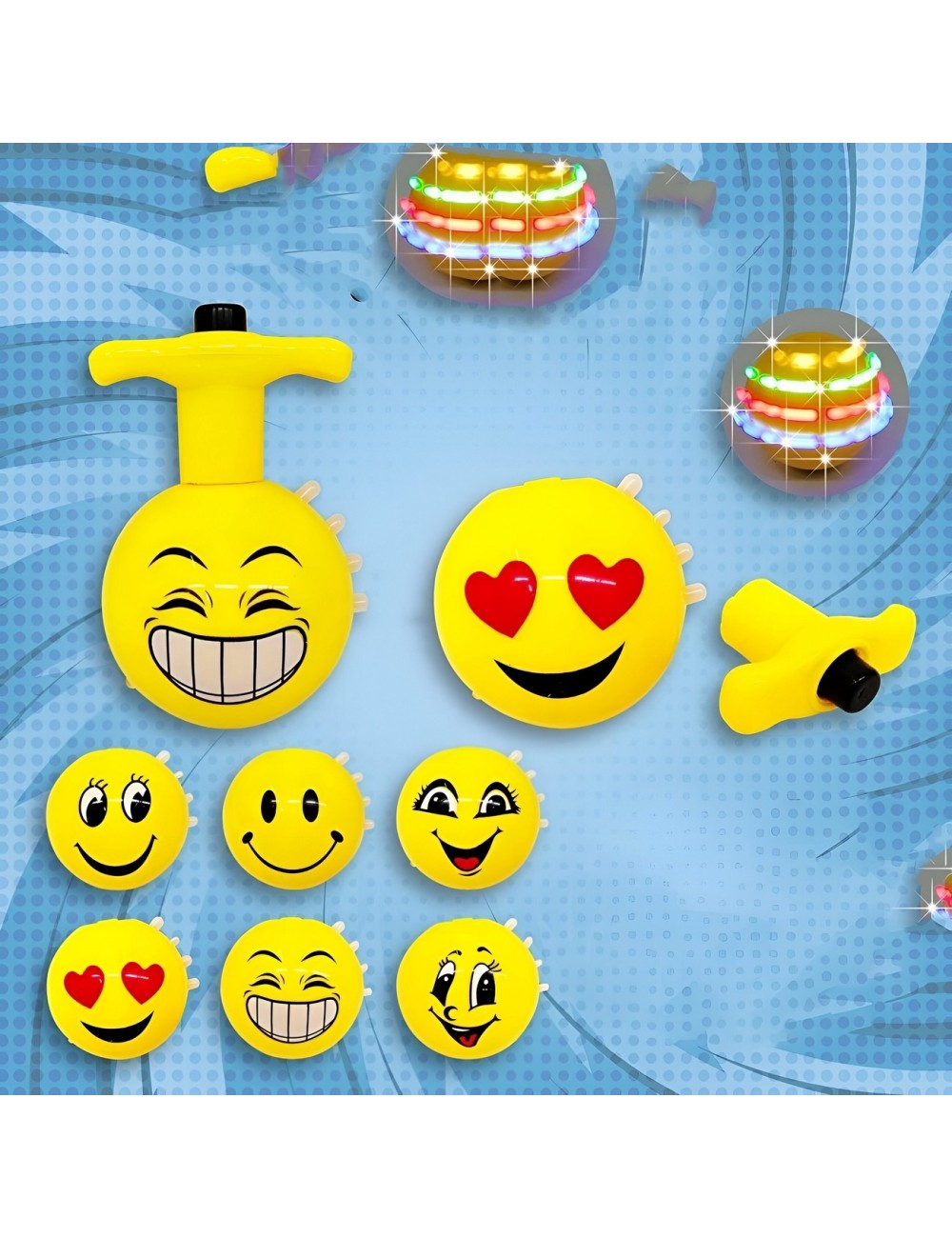 Trompo Luces Emojis Luces Musica Colores Divertido Niños X 6