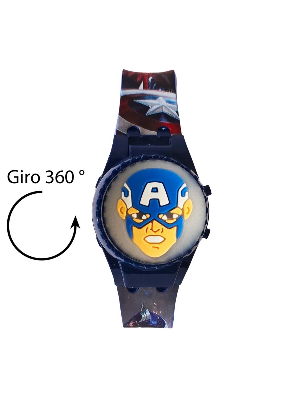 Reloj Niños Digital Capitan America Luces Spinner Infantil