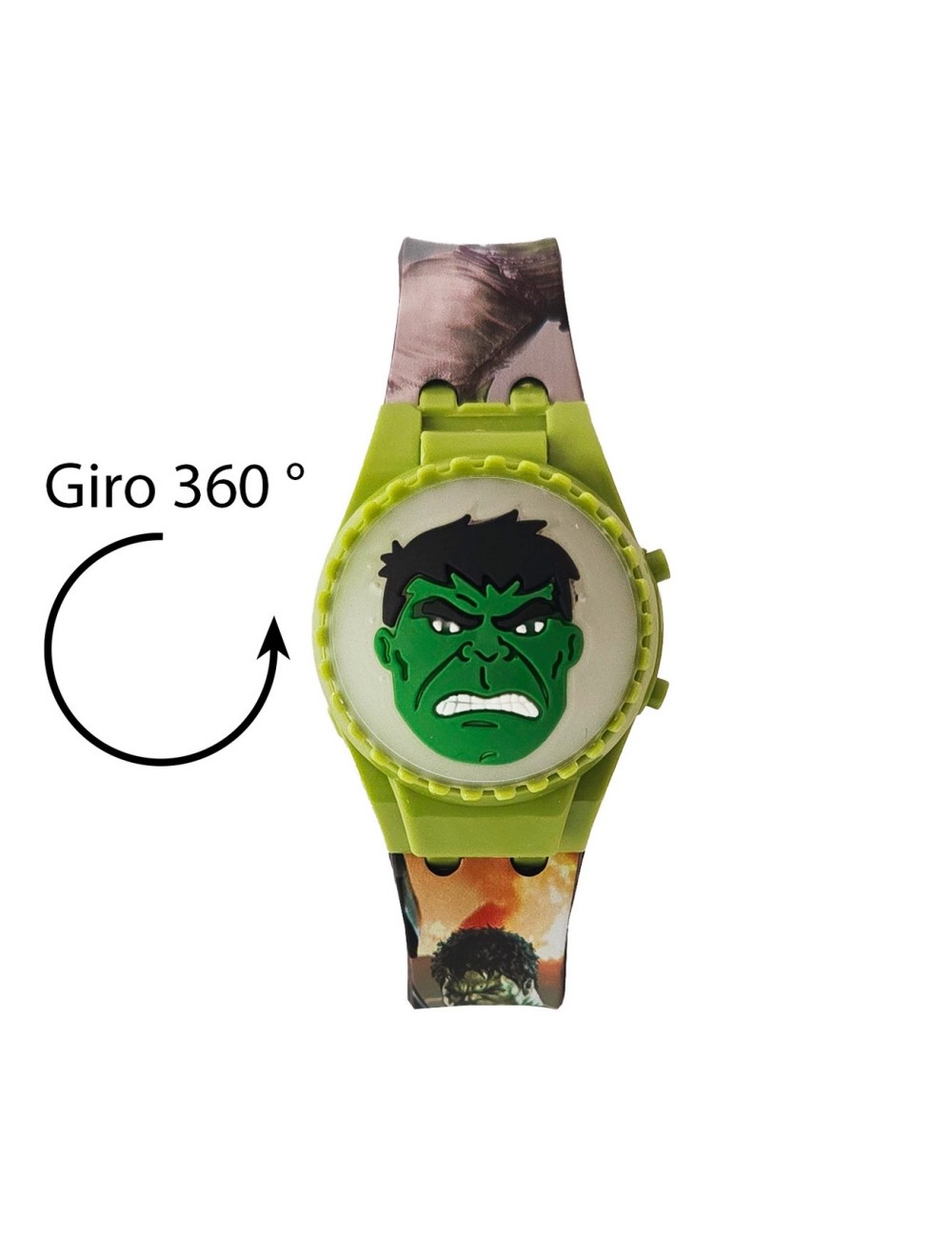 Reloj Niños Digital Hulk Luces Spinner Tapa Infantil Regalo