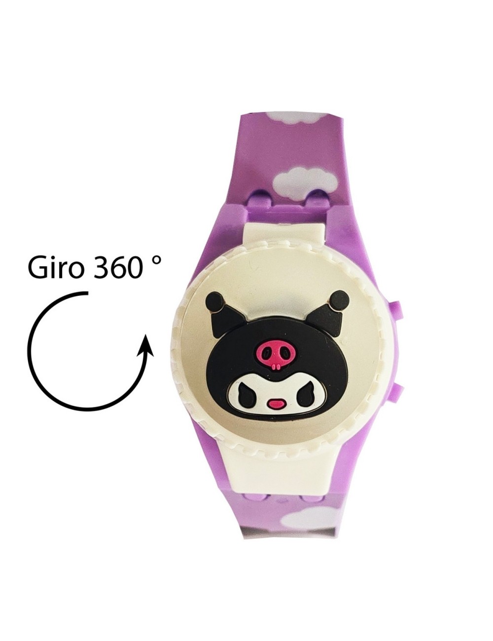 Reloj Niños Digital Kuromi Anime Luces Spinner Infantil