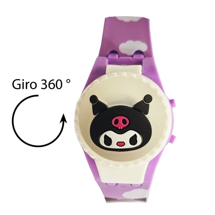 Reloj Niños Digital Kuromi Anime Luces Spinner Infantil