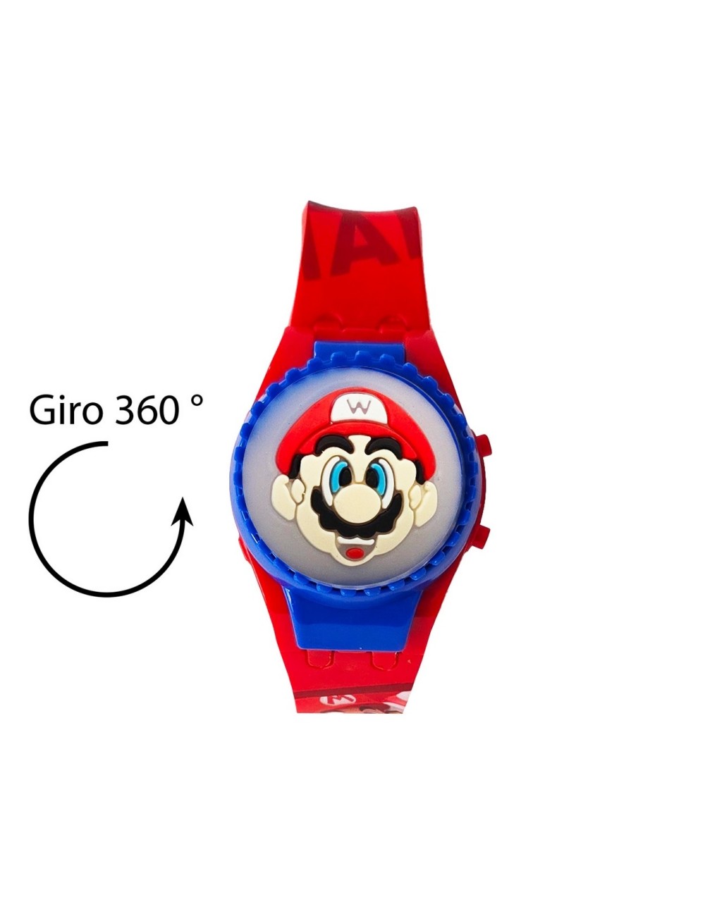 Reloj Niños Digital Super Mario Luces Spinner Tapa Infantil
