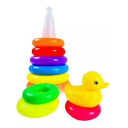 Juego Torre De Aros Para Encaje Pato Para Motricidad De Bebe