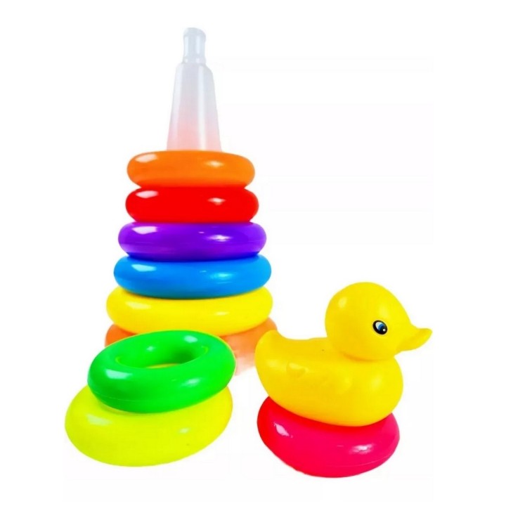 Juego Torre De Aros Para Encaje Pato Para Motricidad De Bebe