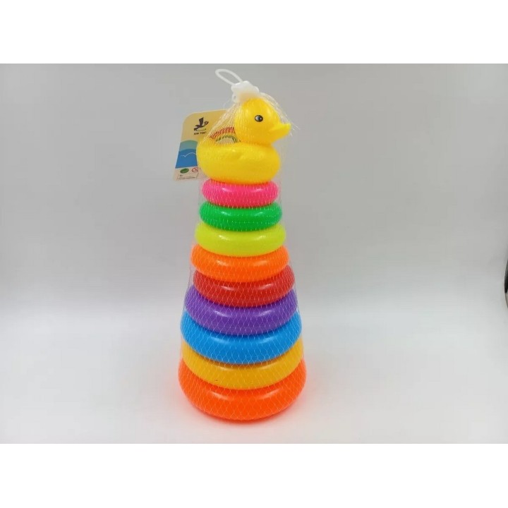 Juego Torre De Aros Para Encaje Pato Para Motricidad De Bebe