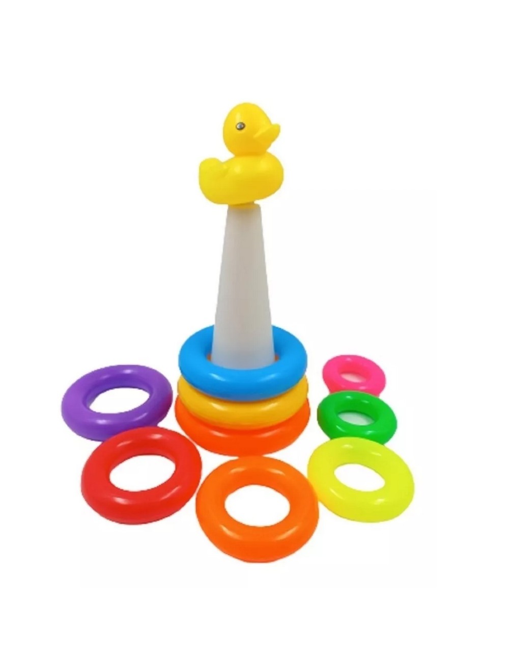 Juego Torre De Aros Para Encaje Pato Para Motricidad De Bebe