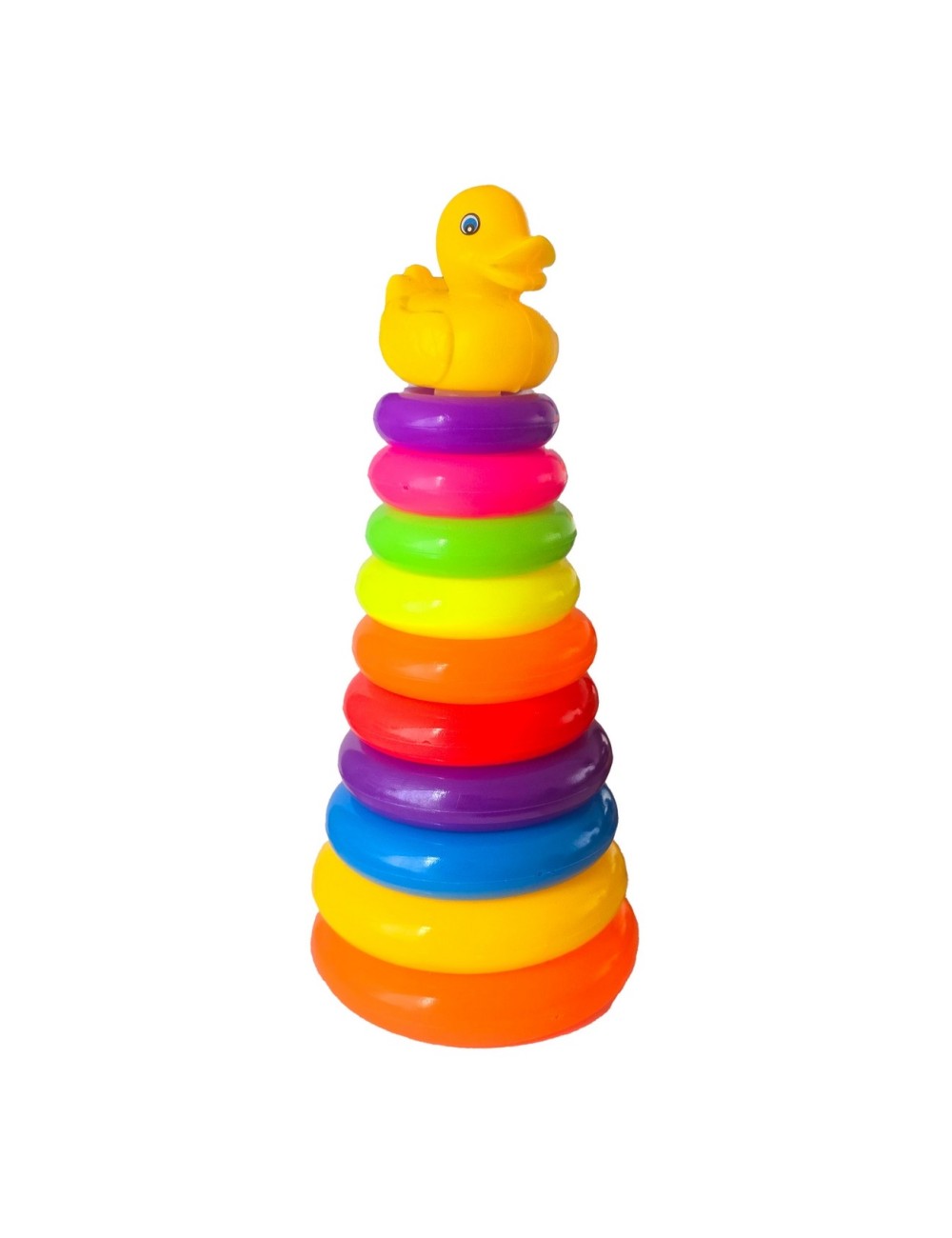 Juego Torre De Aros Para Encaje Pato Para Motricidad De Bebe