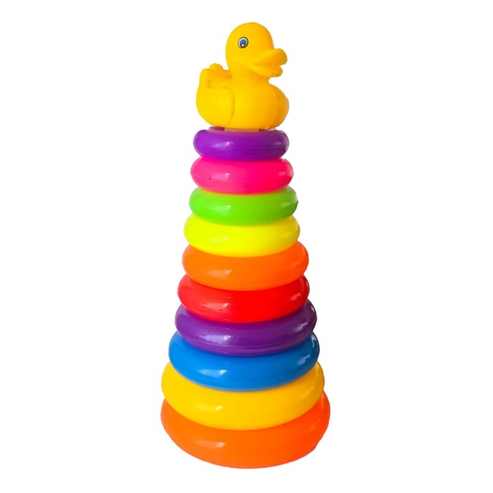 Juego Torre De Aros Para Encaje Pato Para Motricidad De Bebe