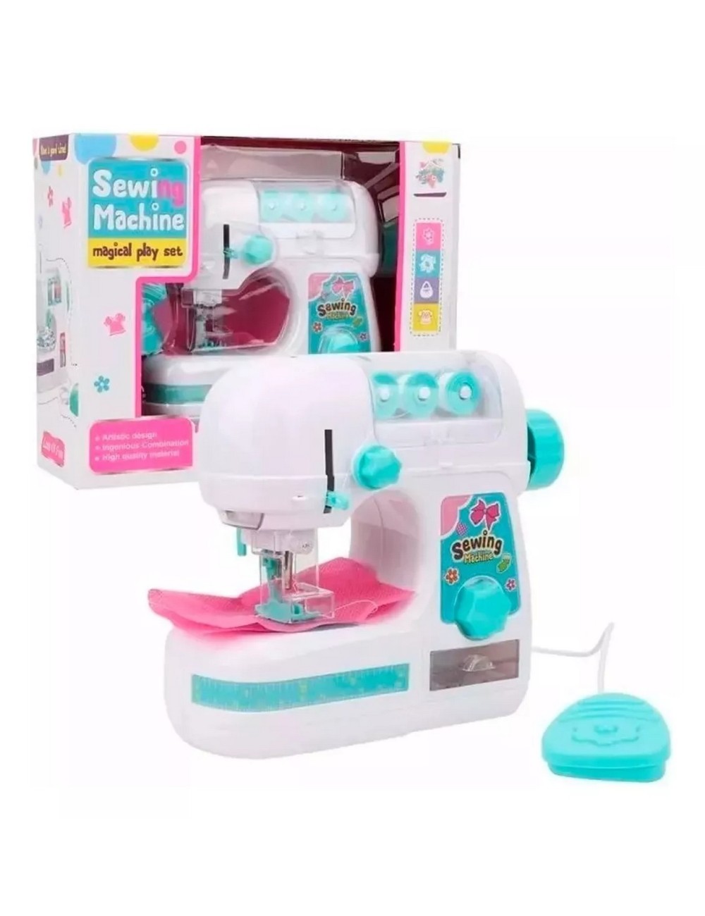 Maquina De Coser Para Niña Con Pedal De Juguete Funcional