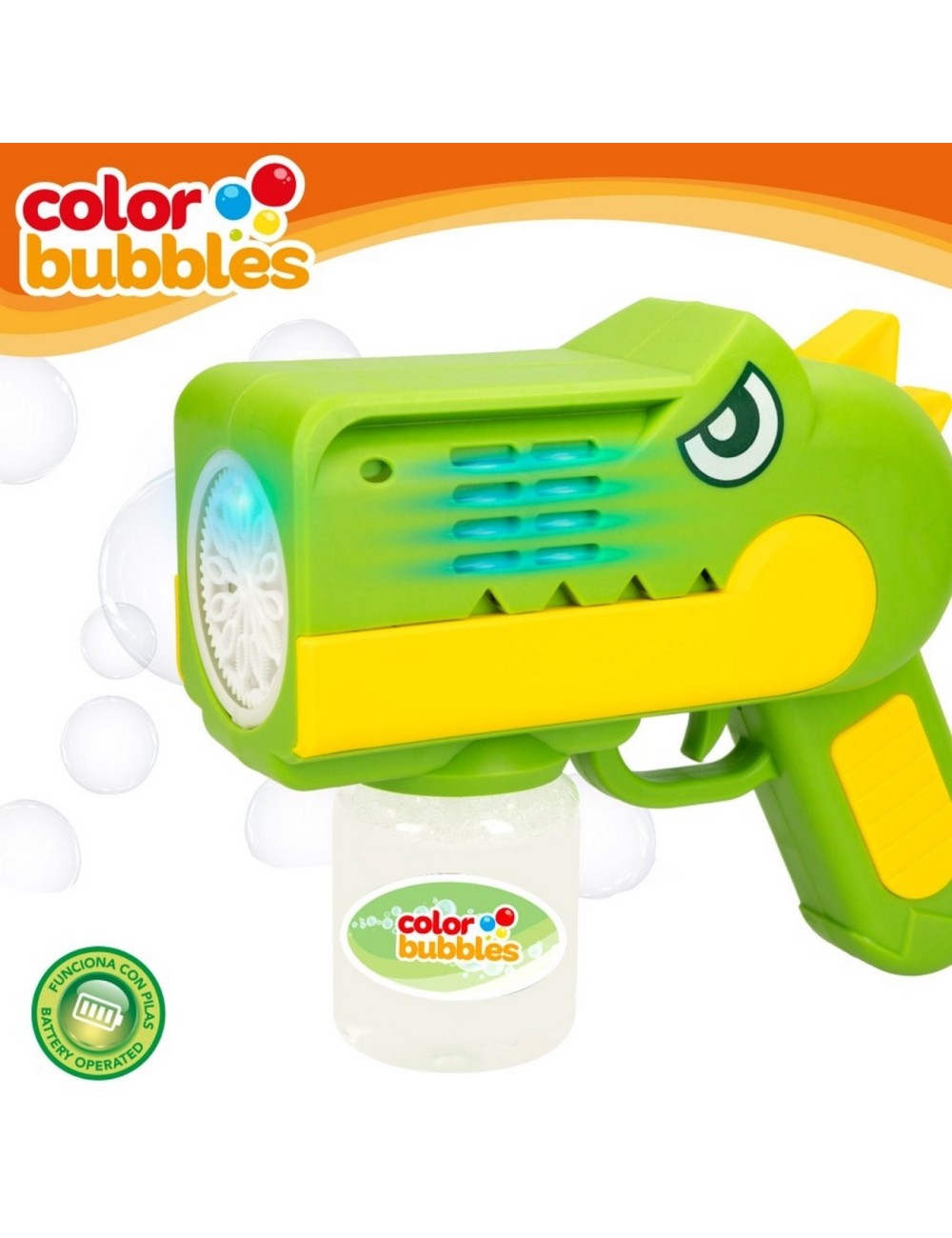 Pistola Burbujas Dinosaurio Rex Automática Juguete + Liquido