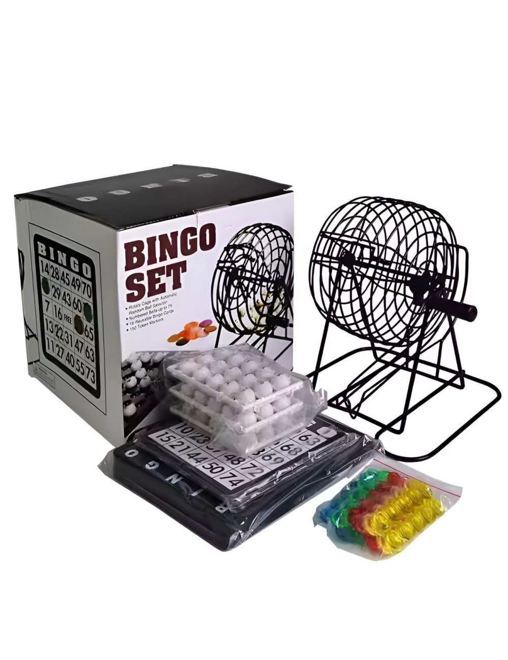 Bingo Set Juego De Mesa Con Balotera Metalica + 18 Cartas