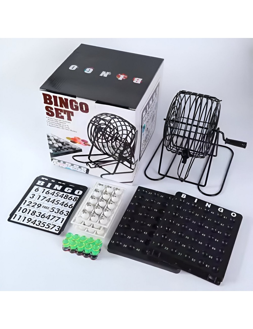 Bingo Set Juego De Mesa Con Balotera Metalica + 18 Cartas