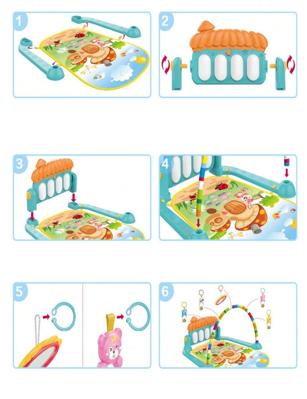 Gimnasio Piano Fitness Tapete Sonajero Musical Para Bebes