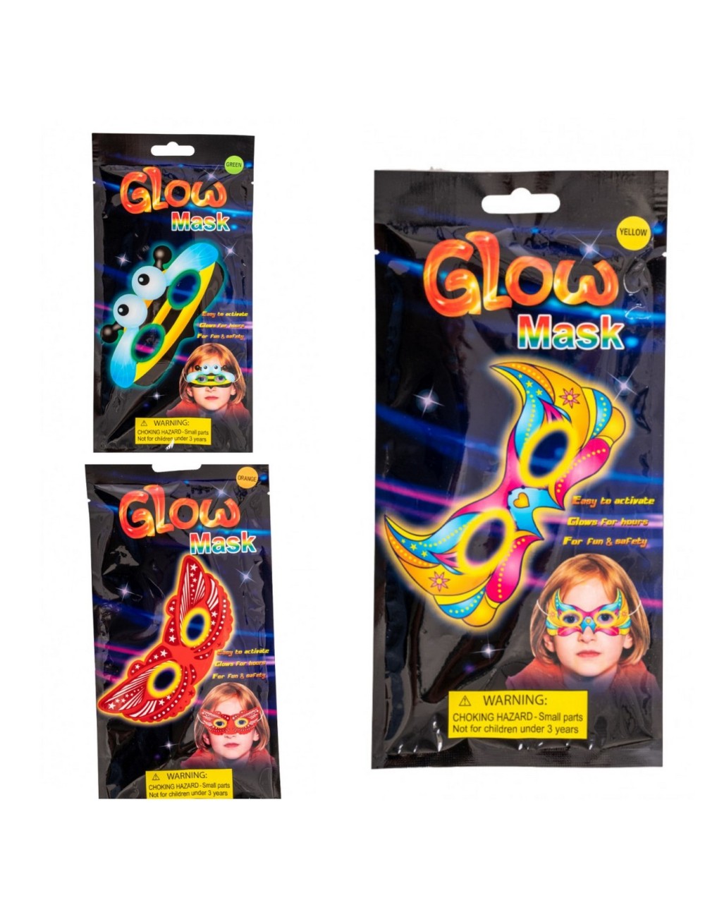 Antifaz Mascara Glow Neón Party Fiesta Hora Loca X 6 Unidad