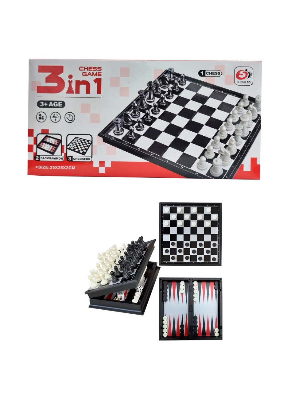 Juego De Mesa Estrategia 3 En 1 Ajedrez ,backgammon Y Damas