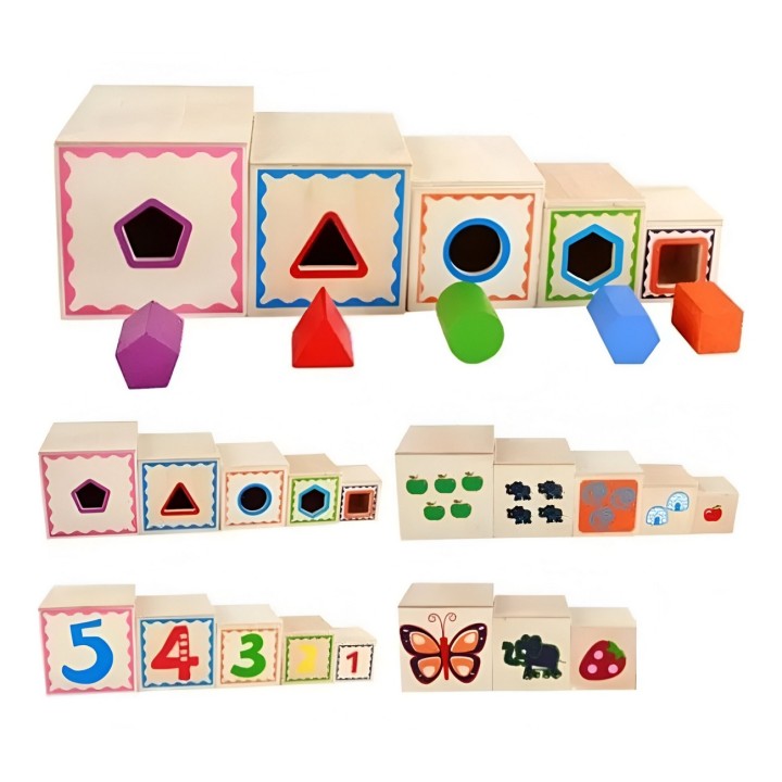 Juego Set Cubos Encastre Figura Geometria Desarrollo Motriz