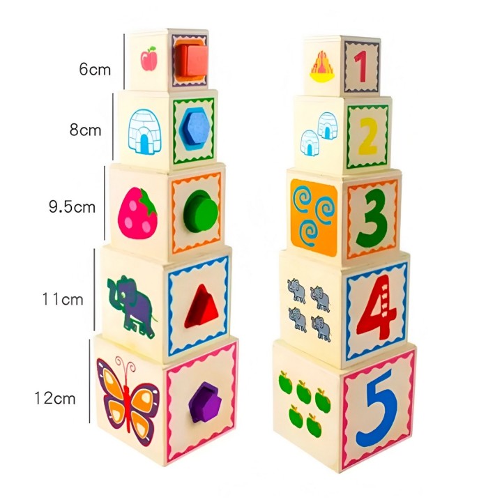 Juego Set Cubos Encastre Figura Geometria Desarrollo Motriz