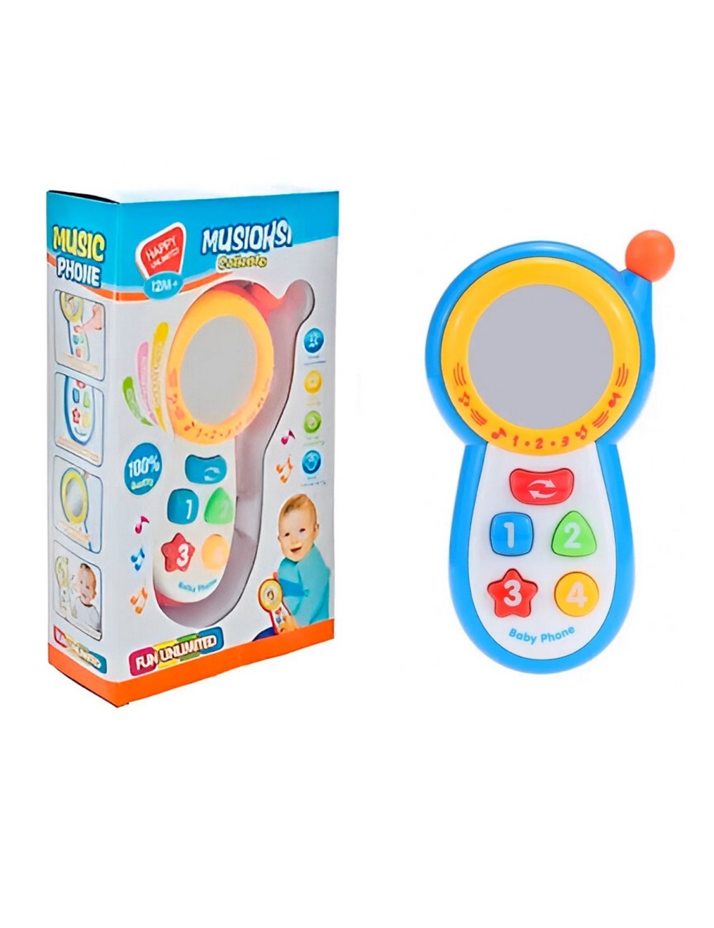 Teléfono Celular Juguete Musical Espejo Bebe Niño + Baterias