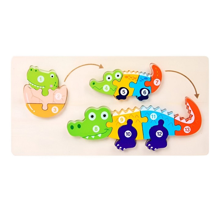 Rompecabezas Evolucion Cocodrilo 3d Juego Didactico Colores
