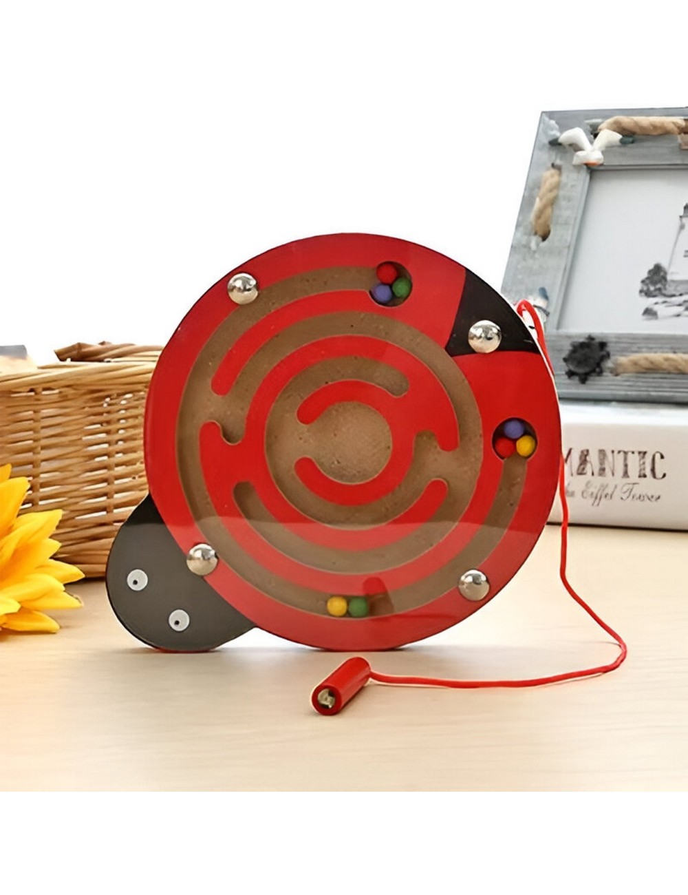 Juego Laberinto Magnetico Mariquita Didactico De Madera