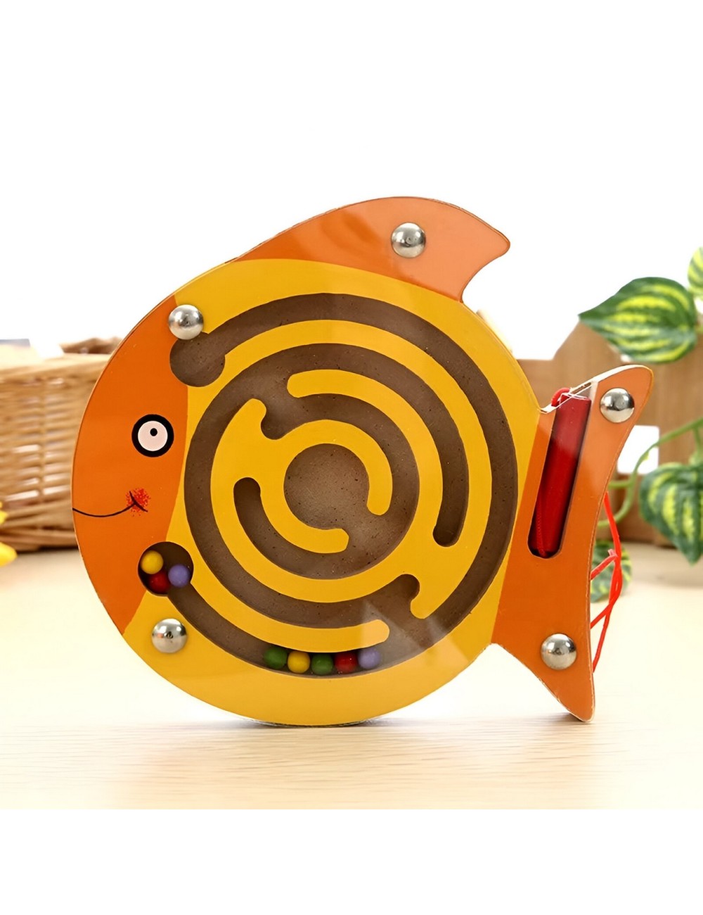 Juego Laberinto Magnetico Pez Marino Didactico De Madera