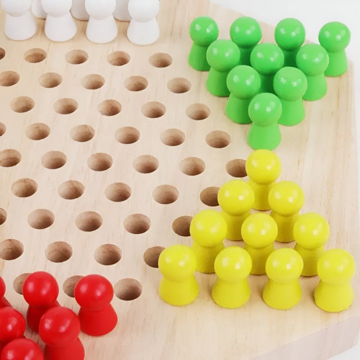 Juego Madera De Mesa Damas Chinas 6 Jugadores Checkers Game