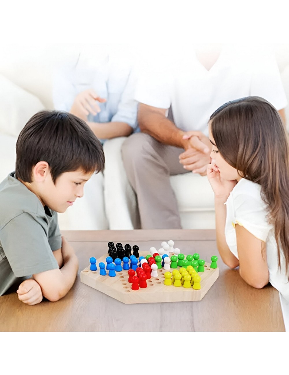Juego Madera De Mesa Damas Chinas 6 Jugadores Checkers Game