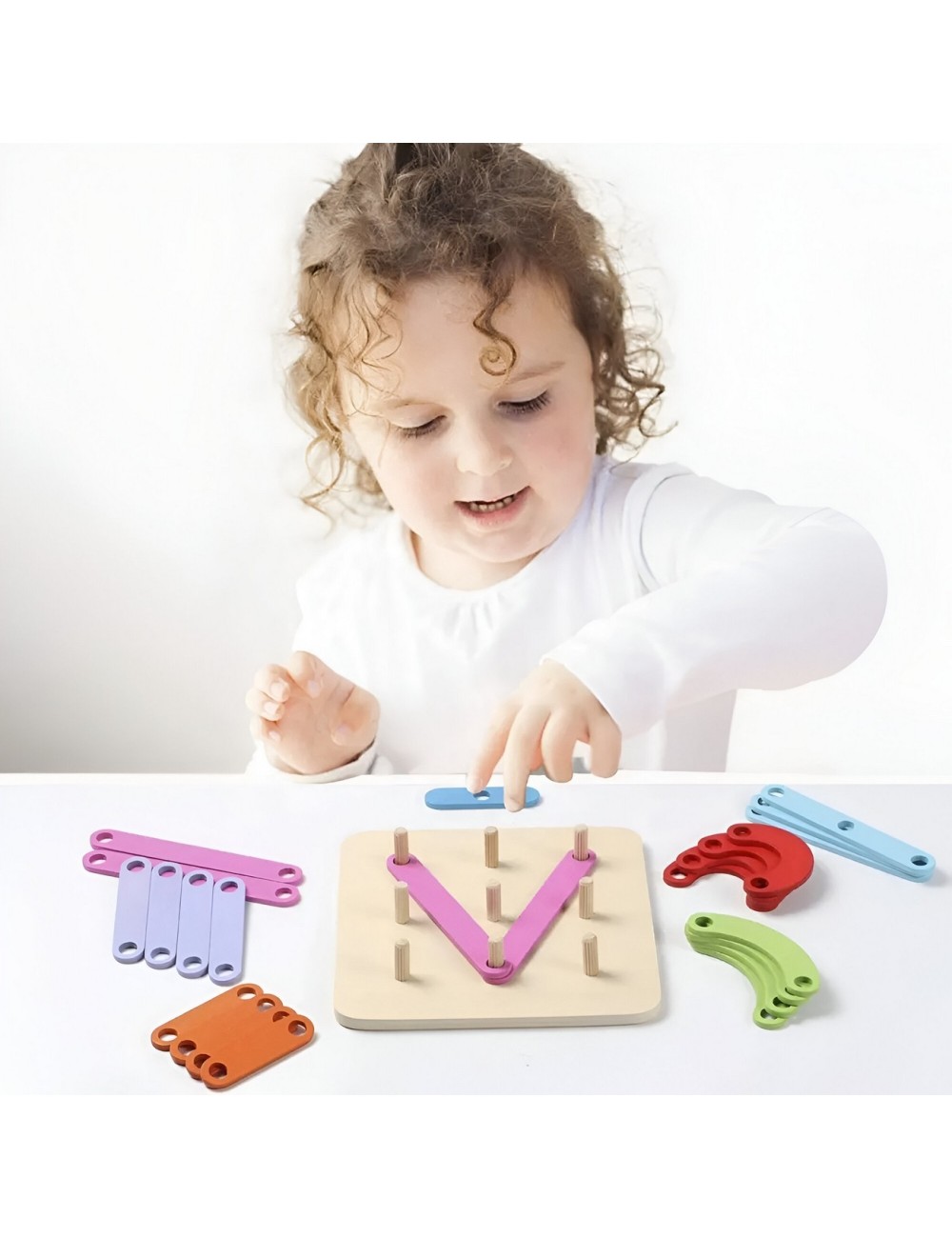 Tablero Geométrico Montessori De Madera Para Niños Figuras