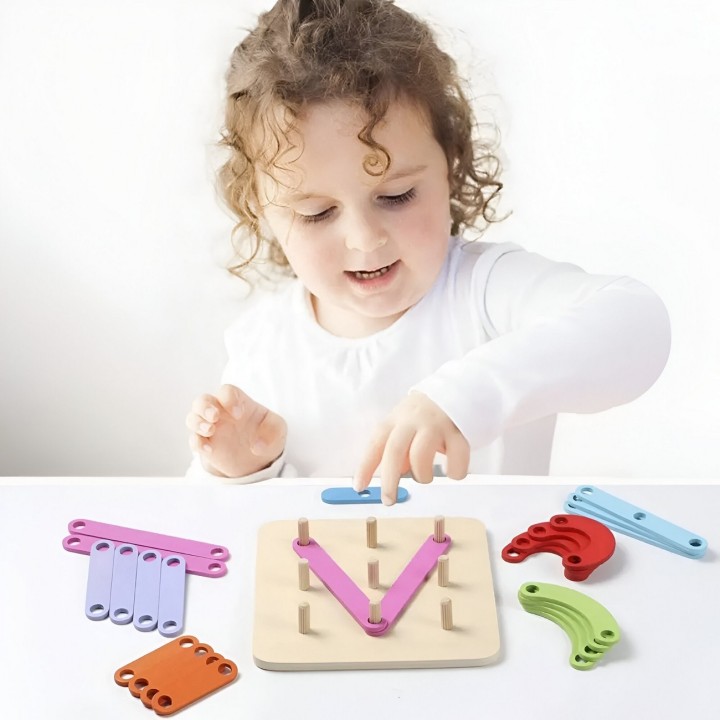 Tablero Geométrico Montessori De Madera Para Niños Figuras