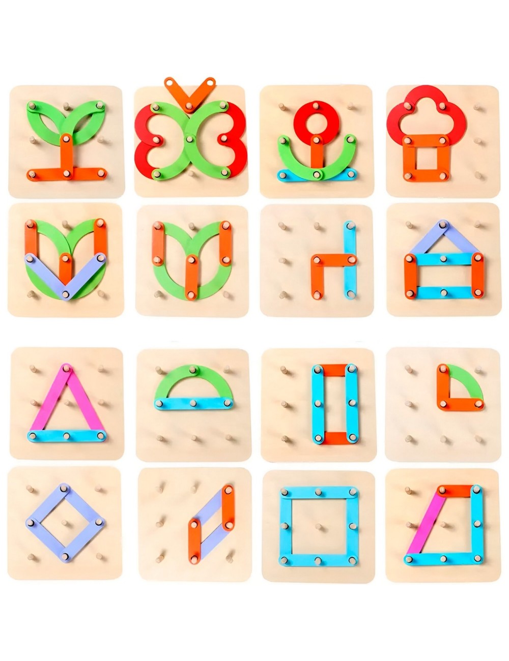 Tablero Geométrico Montessori De Madera Para Niños Figuras