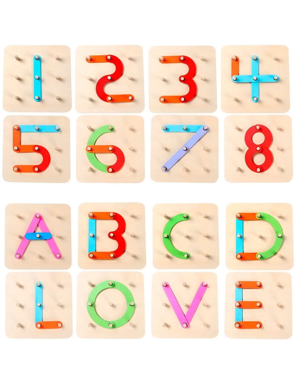 Tablero Geométrico Montessori De Madera Para Niños Figuras