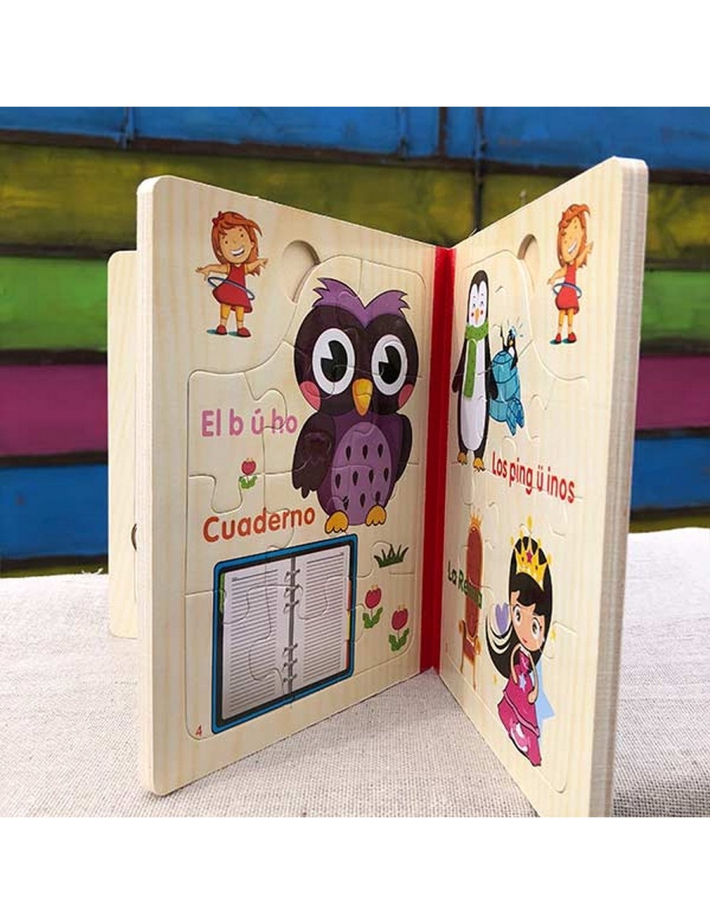 Libro Rompecabezas Animales Madera Juguete Aprendizaje Niños