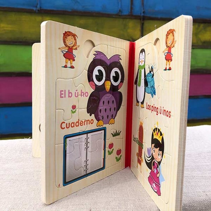 Libro Rompecabezas Animales Madera Juguete Aprendizaje Niños