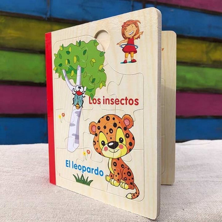 Libro Rompecabezas Animales Madera Juguete Aprendizaje Niños