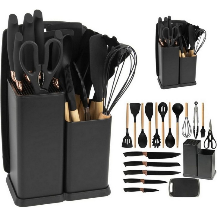 Set 19 Utensilios De Cocina En Silicona Con Tabla De Picar