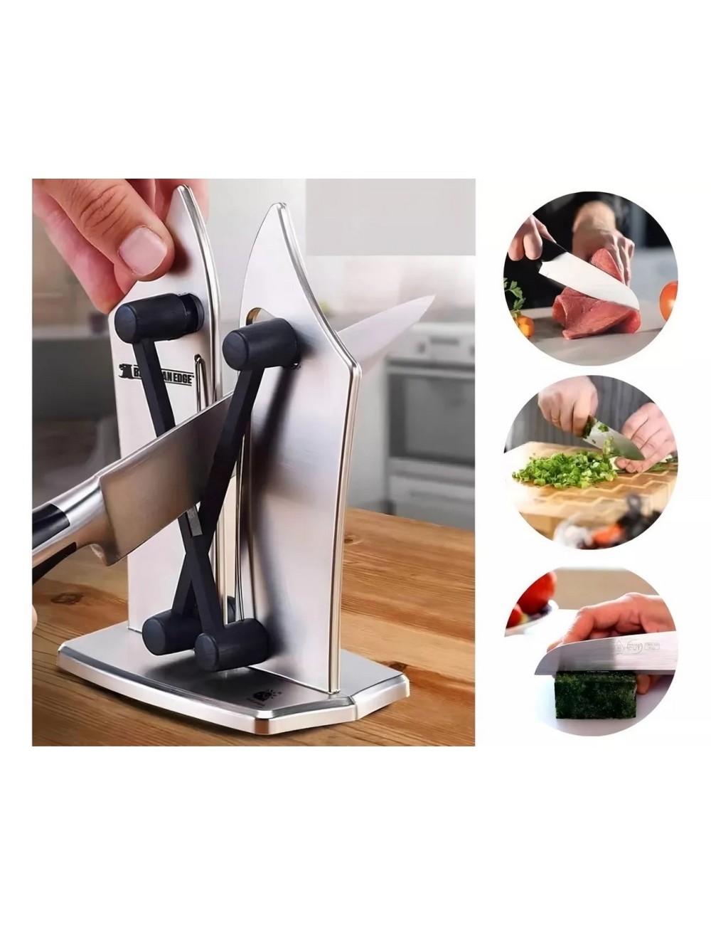 Afilador Cuchillos Manual Resorte Multiusos Portatil