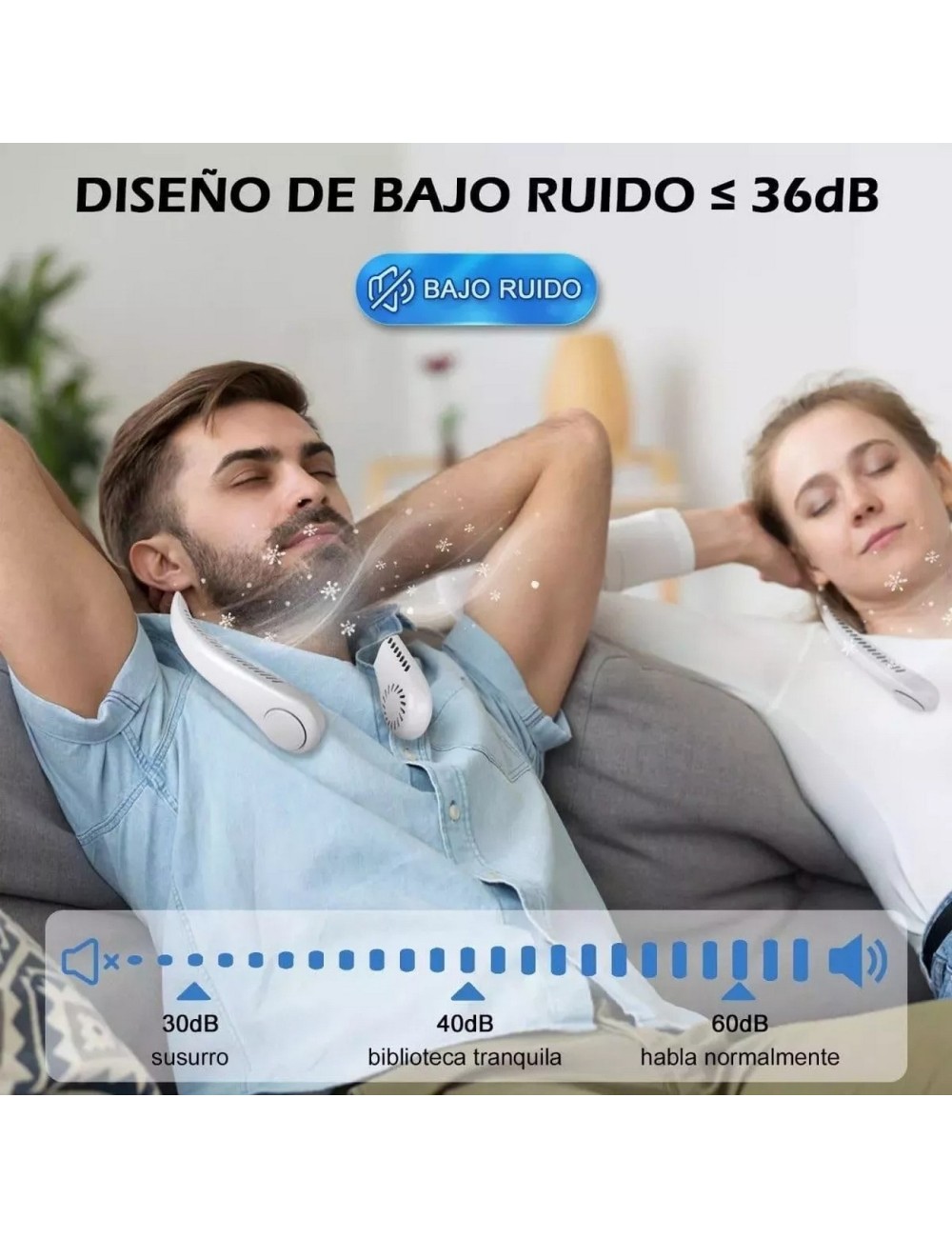 Ventilador Portatil De Cuello Recargable Personal Usb