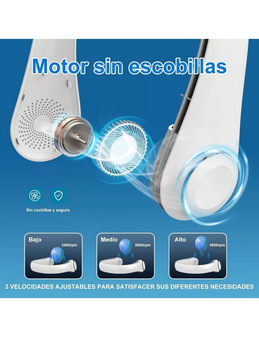 Ventilador Portatil De Cuello Recargable Personal Usb