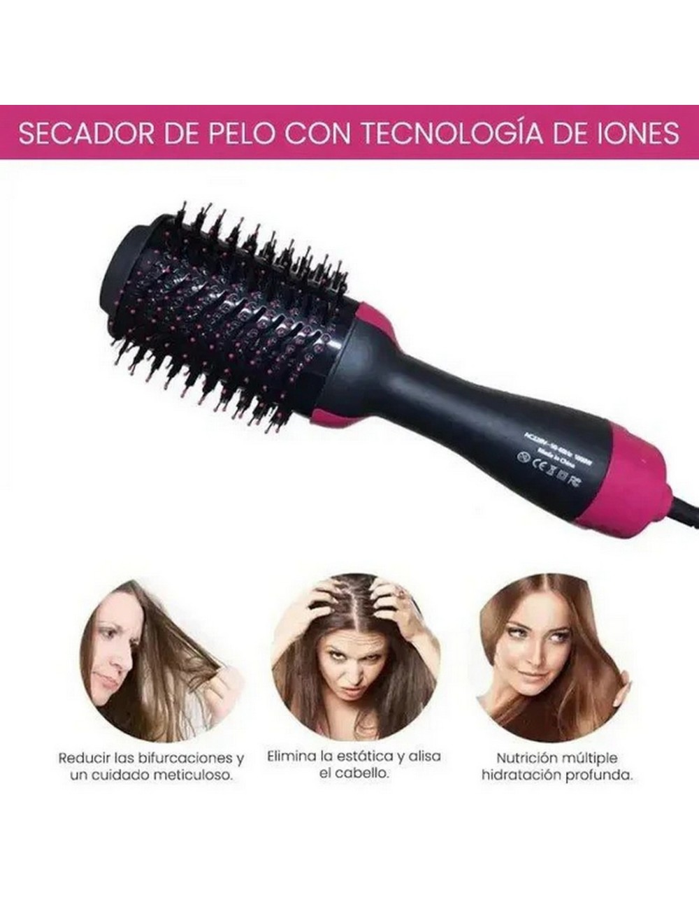 Cepillo Eléctrico Secador Voluminizador Alisador Lemman
