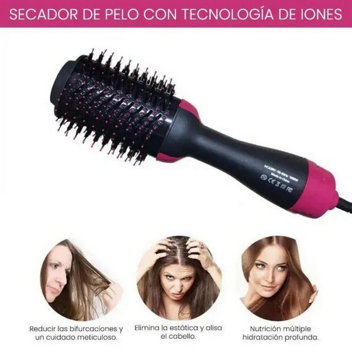 Cepillo Eléctrico Secador Voluminizador Alisador Lemman