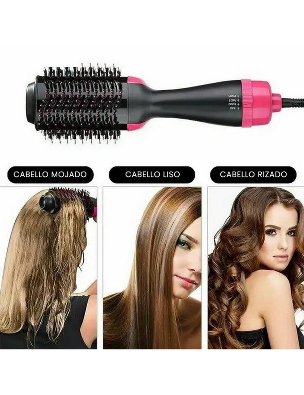 Cepillo Eléctrico Secador Voluminizador Alisador Lemman