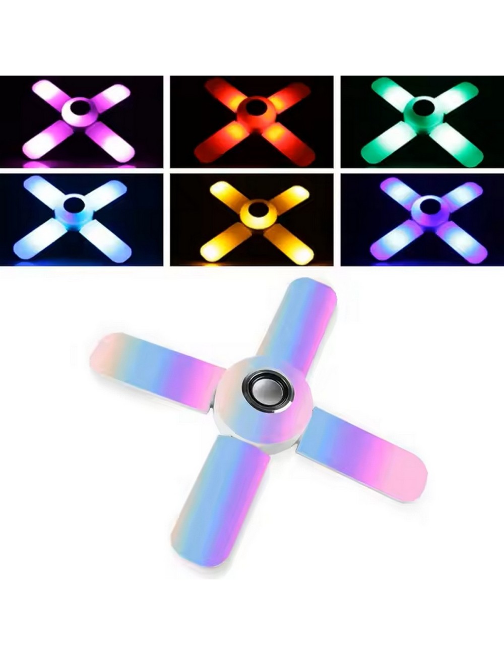 Foco Lámpara Con Bocina Led Rgb Bluetooth Control 4 Aspas