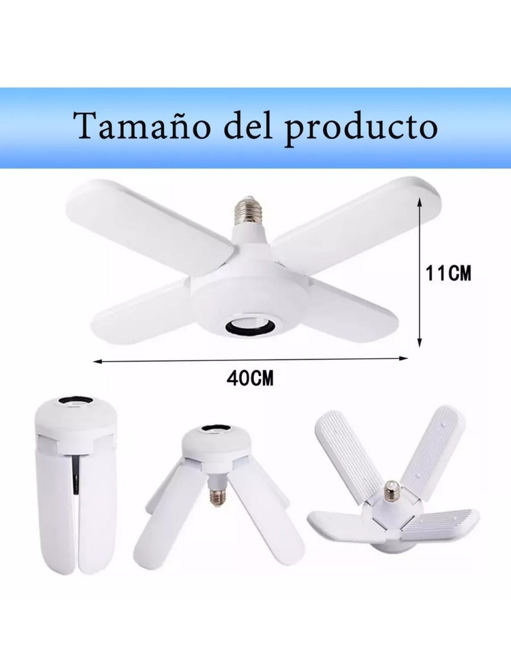 Foco Lámpara Con Bocina Led Rgb Bluetooth Control 4 Aspas