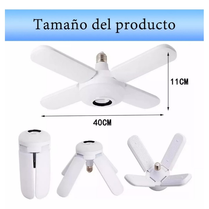 Foco Lámpara Con Bocina Led Rgb Bluetooth Control 4 Aspas