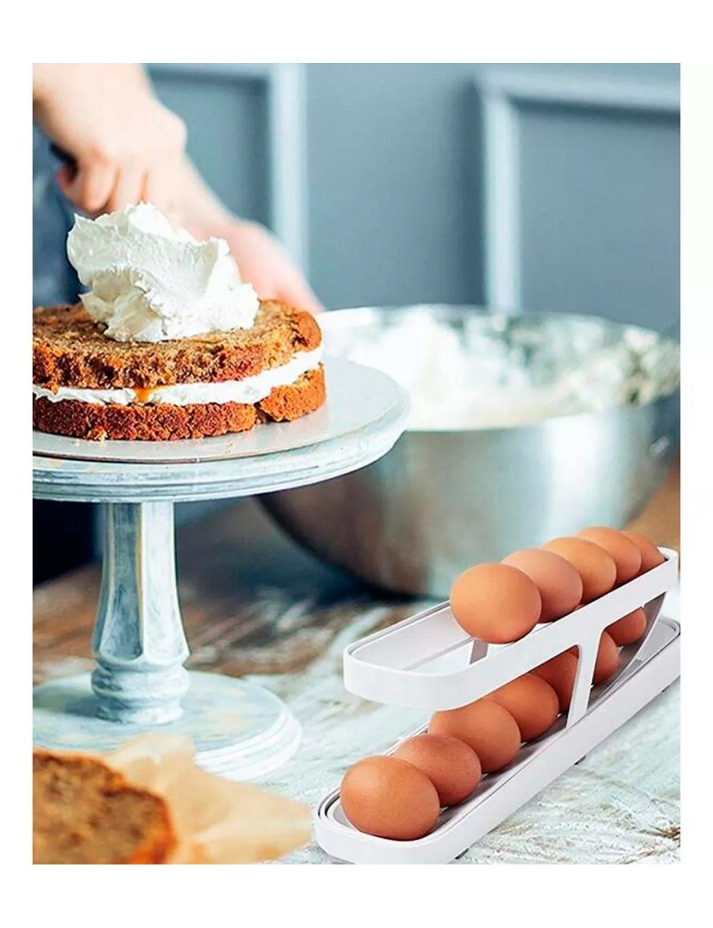 Organizador De Bandejas Dispensador Para Huevos