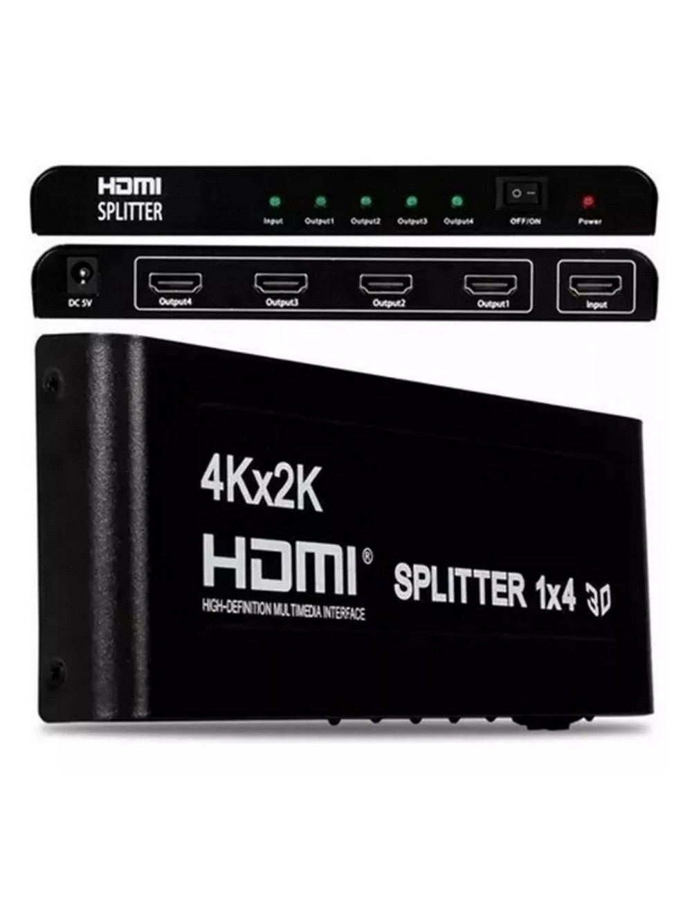 Splitter Hdmi 1x4 4k Uhd 2k Full Hd 3d C/ Fuente 4 Pantallas