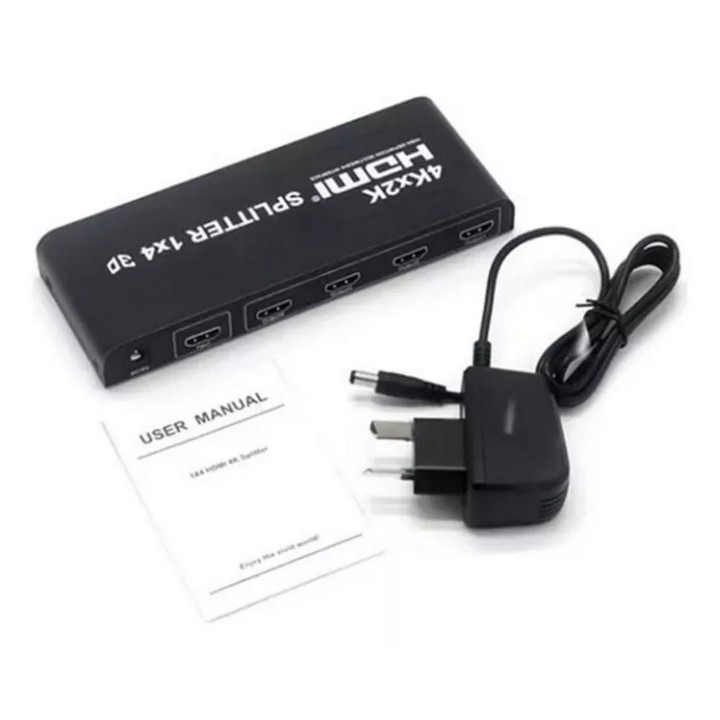 Splitter Hdmi 1x4 4k Uhd 2k Full Hd 3d C/ Fuente 4 Pantallas
