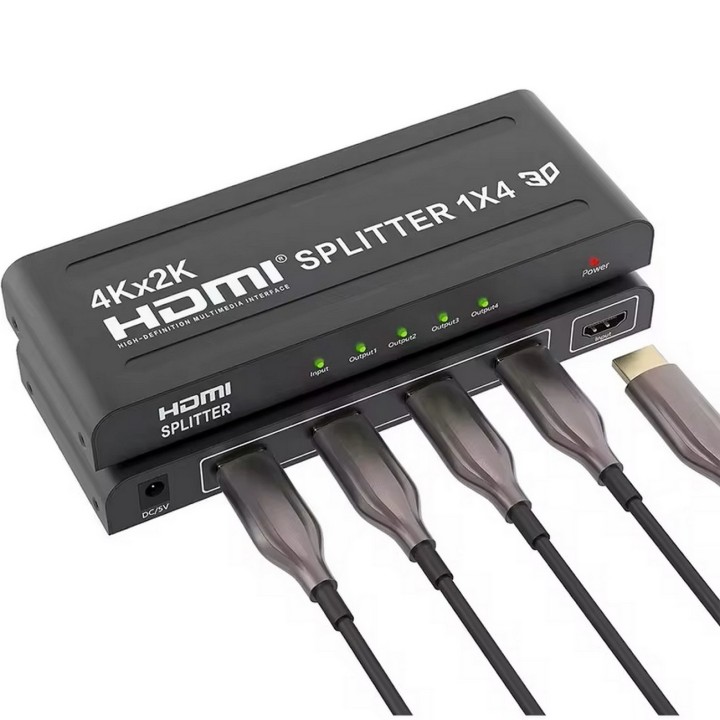 Splitter Hdmi 1x4 4k Uhd 2k Full Hd 3d C/ Fuente 4 Pantallas